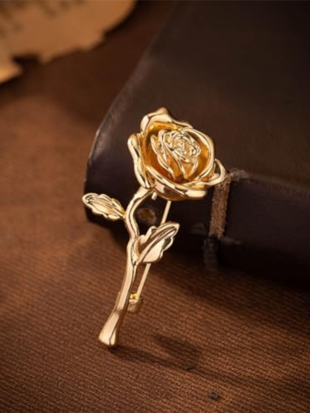 New - Rose Flower Brooches Pins for‎ Women Men Elegant Crystal Flower Lapel Pin